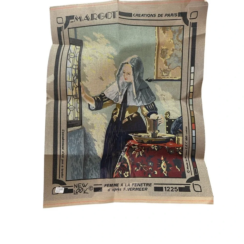 Seg De Paris Margot Vermeer Needlepoint Canvas France Hand Painted Vintage